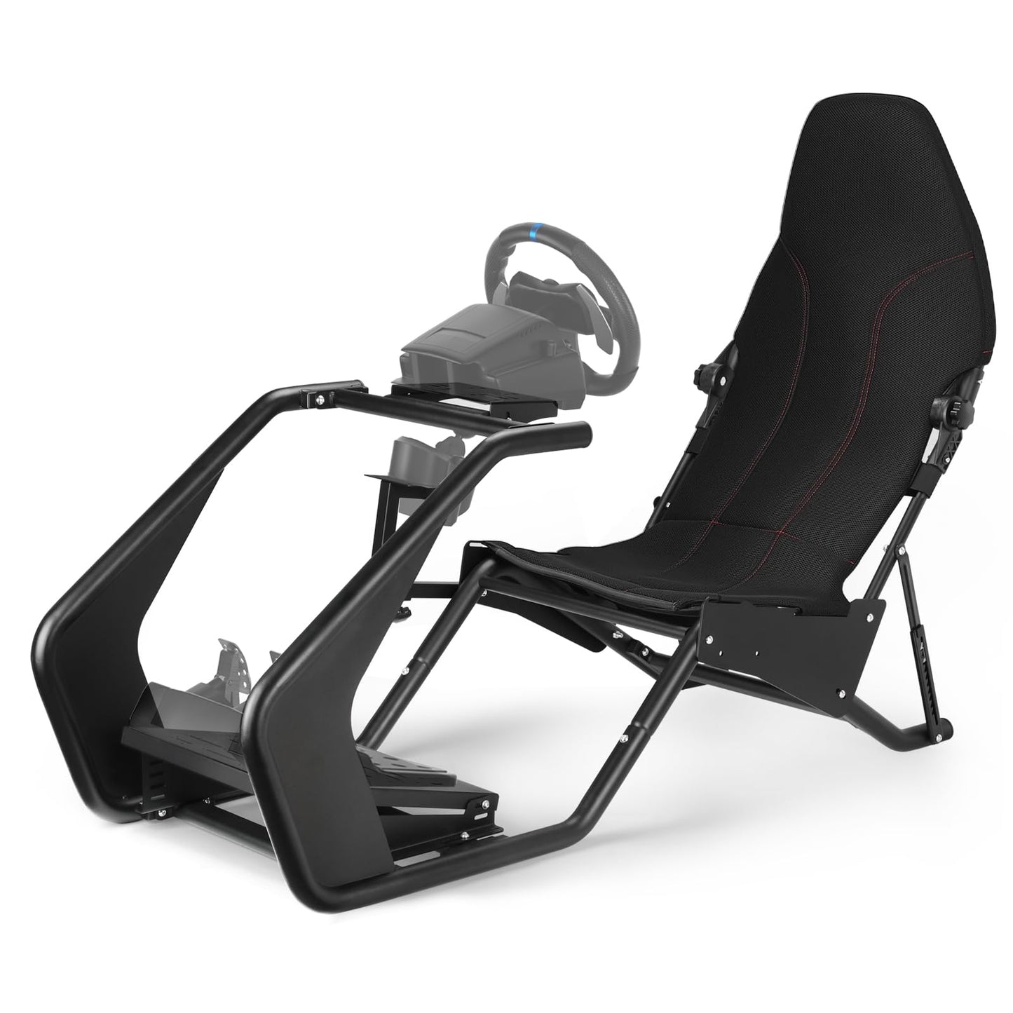 RACGTING Racing Simulator Cockpit for Logitech G PRO, G29/G920/G923, FANATEC DD1/DD2, Black, Model T250501A