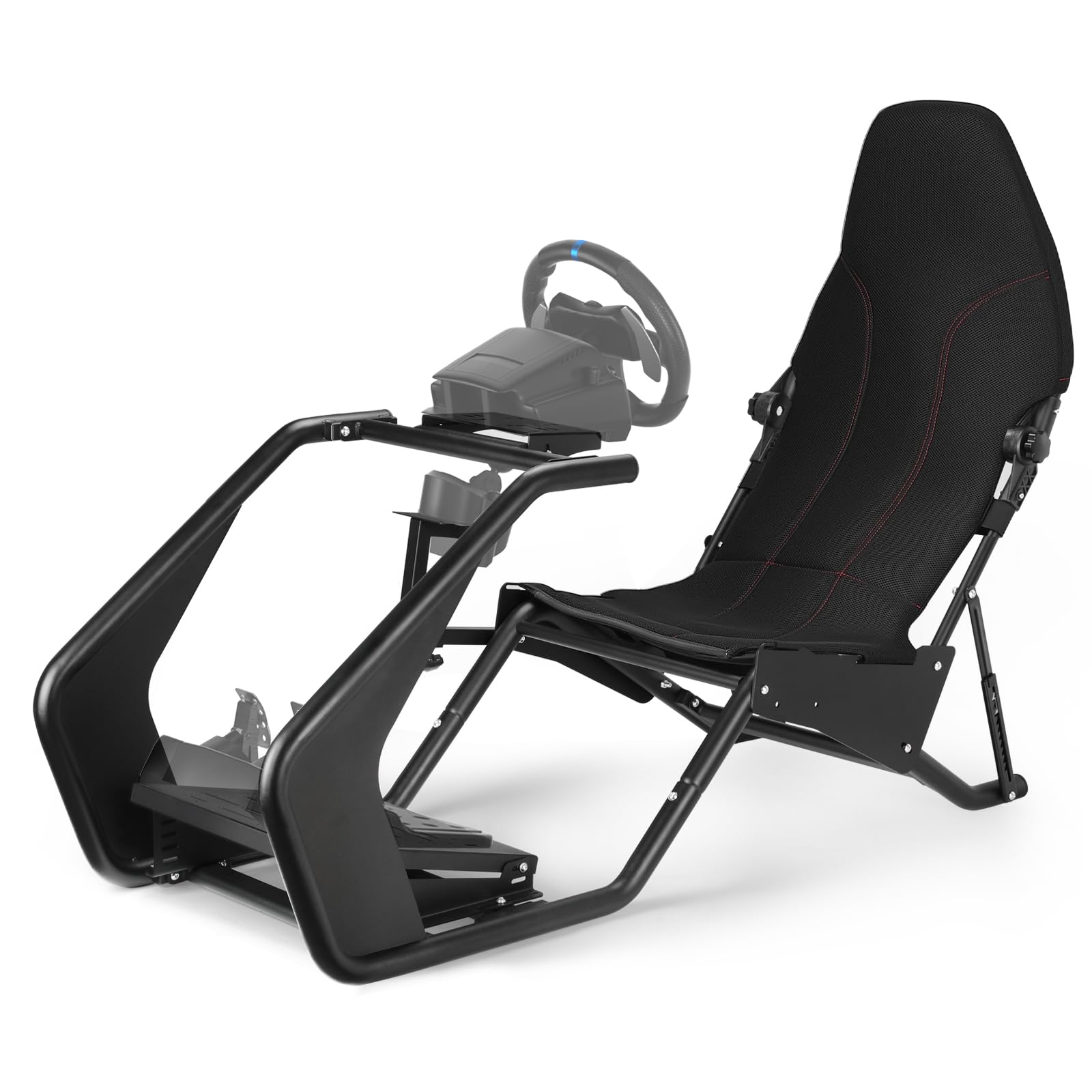 RACGTING Racing Simulator Cockpit for Logitech G PRO, G29/G920/G923, FANATEC DD1/DD2, Black, Model T250501A