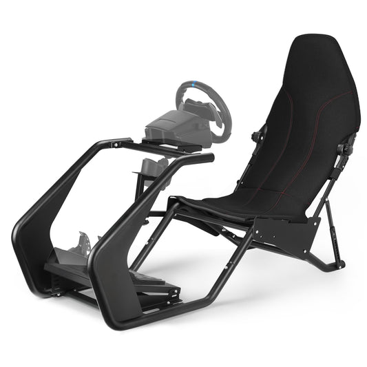 RACGTING Racing Simulator Cockpit for Logitech G PRO, G29/G920/G923, FANATEC DD1/DD2, Black, Model T250501A