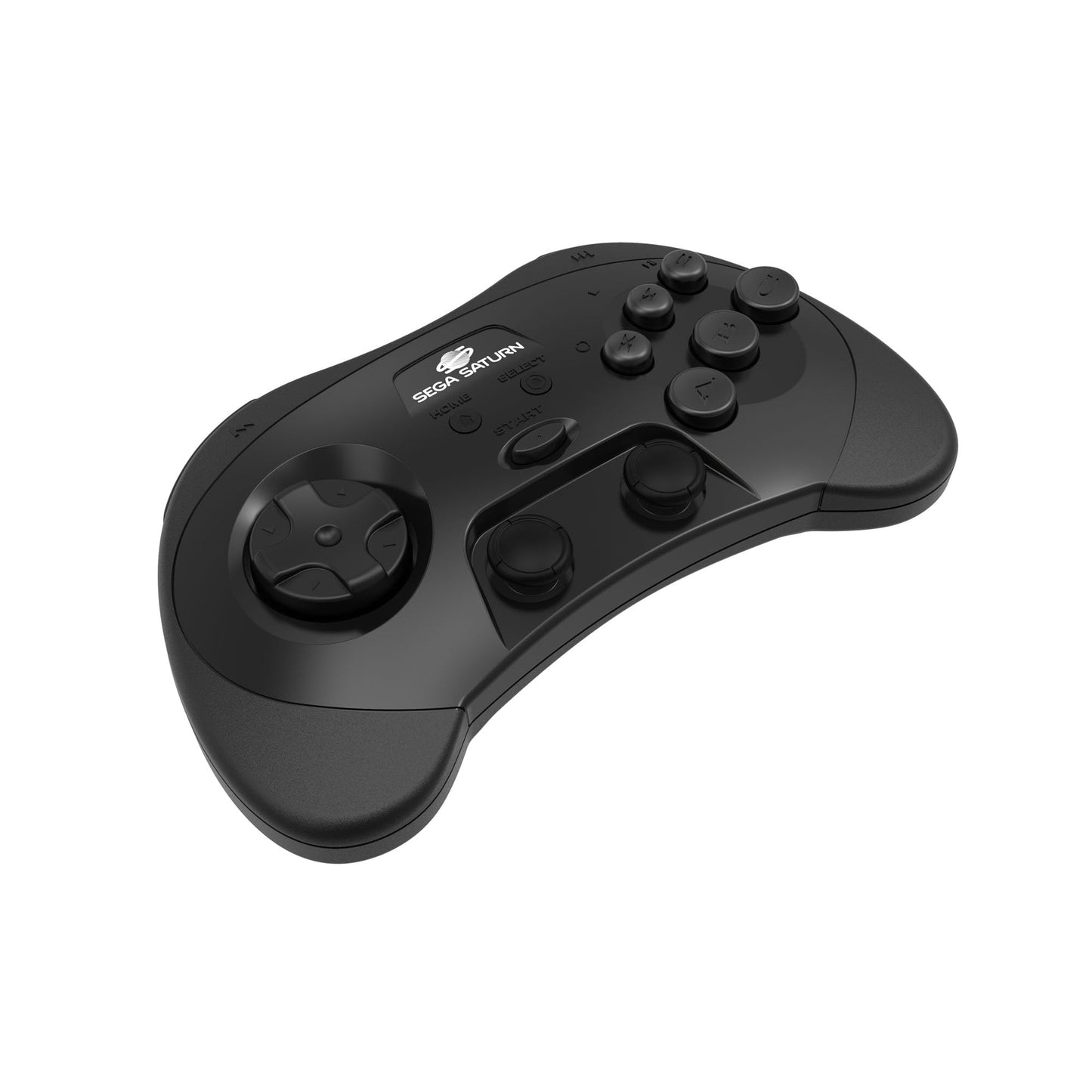 Retro-Bit SEGA Saturn Wireless Pro Controller - 2.4GHz, Black, for Sega Saturn, Genesis Mini, Switch, PC, Mac, Includes 2 Receivers