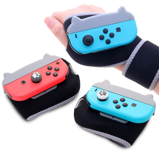 Switch Wrist Strap  Switch Arm Band for Dance 2023 Switch Boxing Game with 2 Switch Thumb Grip Caps - Gray