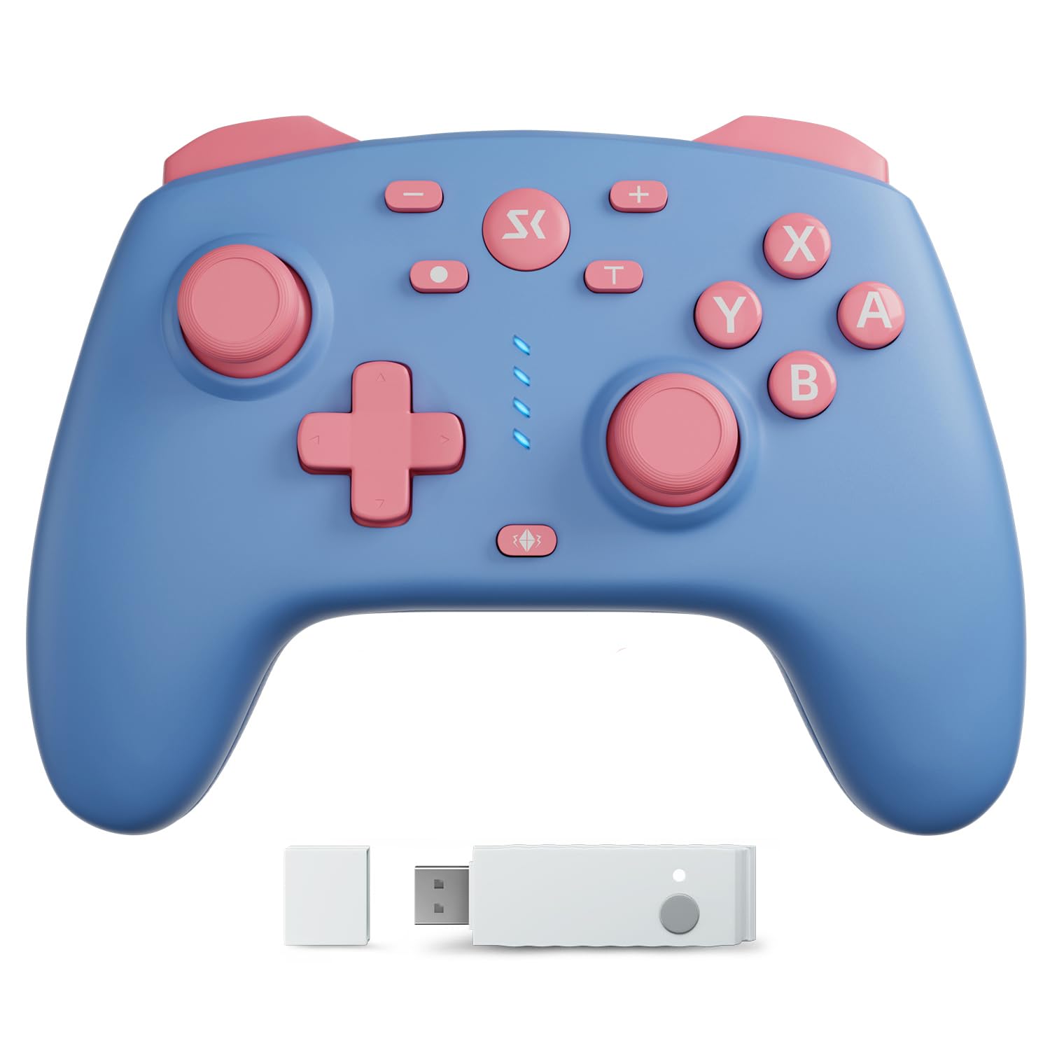Wireless Switch Controller for Switch/Lite/OLED/Switch 2  Hall Effect Triggers & Joysticks/Wake-Up Function/Turbo  Switch 2 Controller with 2.4G Adapter/2 Macro Buttons  Switch 2 Pro Controller Blue