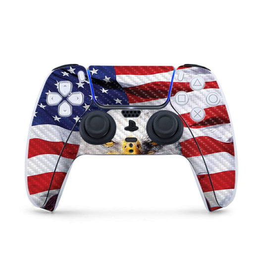 MightySkins Carbon Fiber Gaming Skin for PS5 / Playstation 5 Controller - America Strong | Durable Textured Carbon Fiber Finish | Easy to Apply | Made in The USA