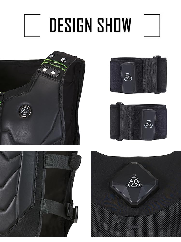 TrueGear Haptic Suit ME01 - Black/Green, Immersive Haptic Feedback Wearable Technology