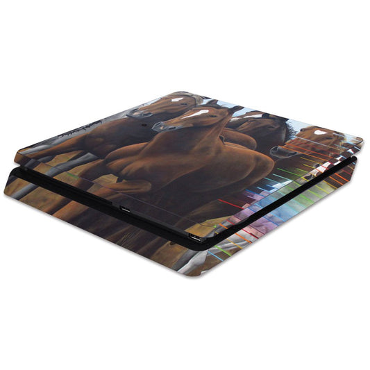 MightySkins Skin Compatible with Sony PS4 Slim Console - Horse Stampede | Protective, Durable, and Unique Vinyl Decal wrap Cover