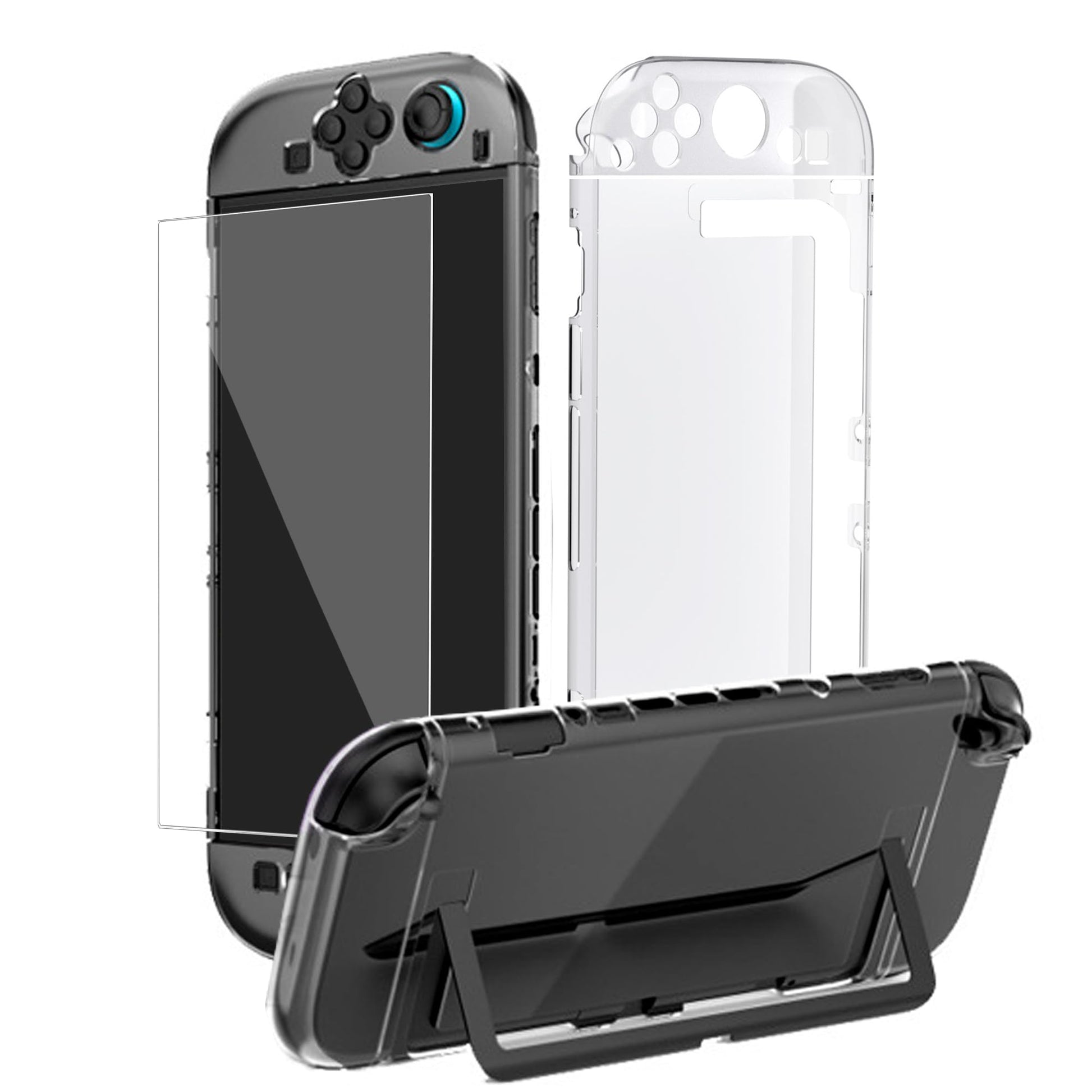 Clear Dockable Case for Switch 2 with 7.9   Screen Protector Tempered Glass Protective Case Cover fit 2025 Console PC Case Soft TPU Grip Cover for JoyCons Anti-Scratch Shockproof