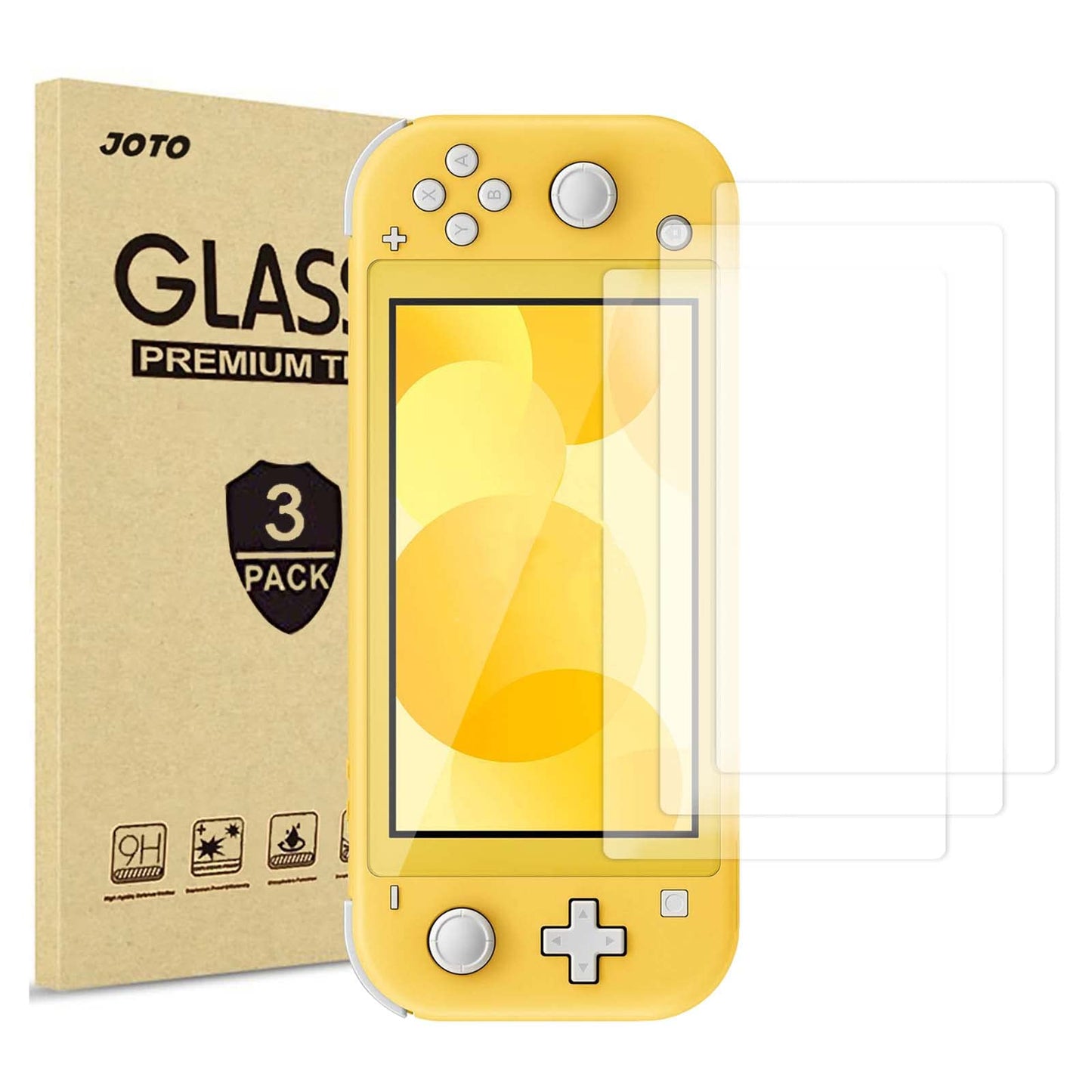 JOTO [3 Pack] Screen Protector for Nintendo Switch Lite, Tempered Glass Screen Film Guard Rounded Edge Real Glass Screen Protect
