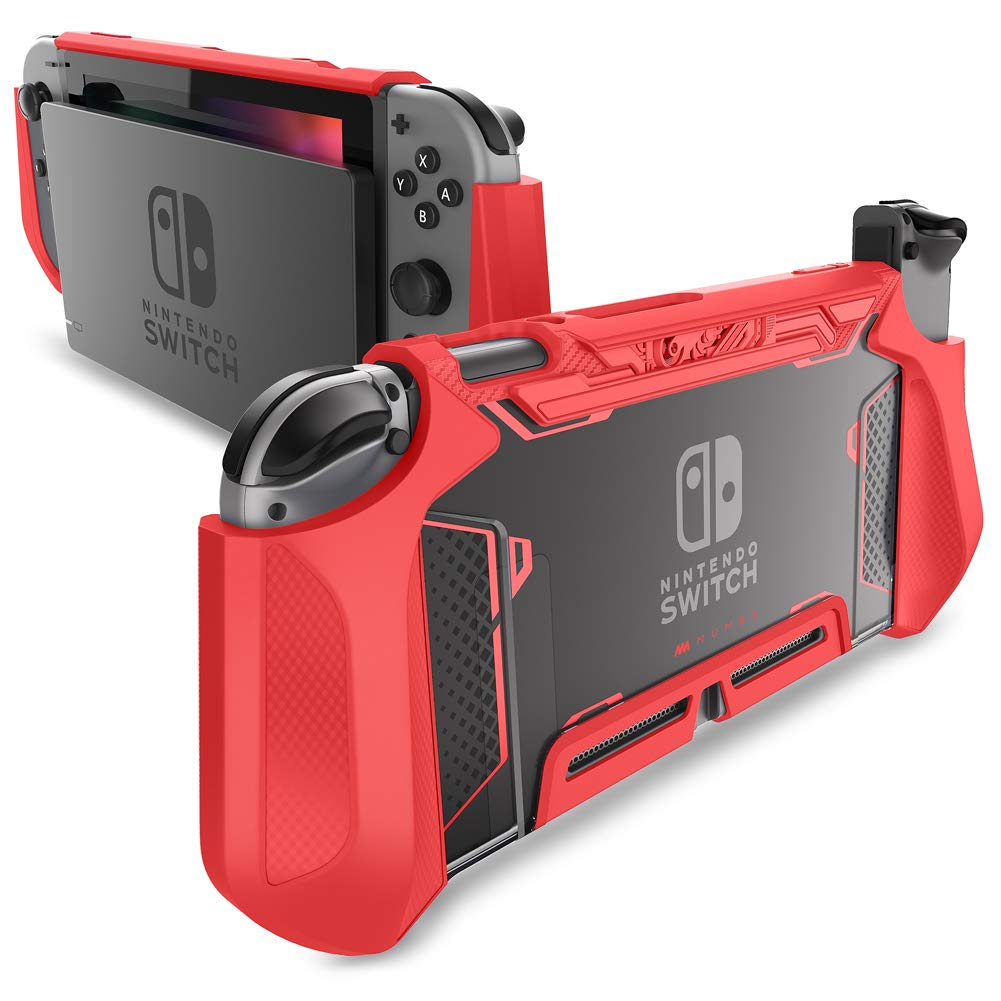 Mumba Dockable Case for Nintendo Switch  [Blade Series] TPU Grip Protective Cover Case Compatible with Nintendo Switch Console and Joy-Con Controller (Red)