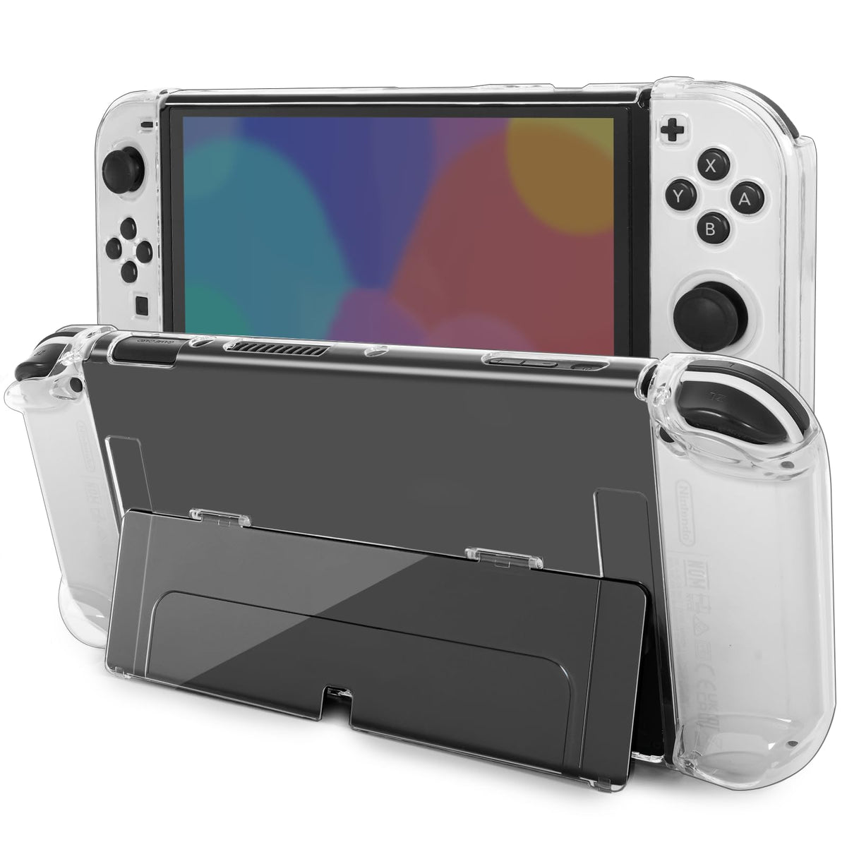 TIKOdirect Transparent Case Compatible with Nintendo Switch OLED  Dockable Clear Protective Case for Switch OLED  Comfort Grip Case with Shock-Absorption and Anti-Scratch Design  Clear