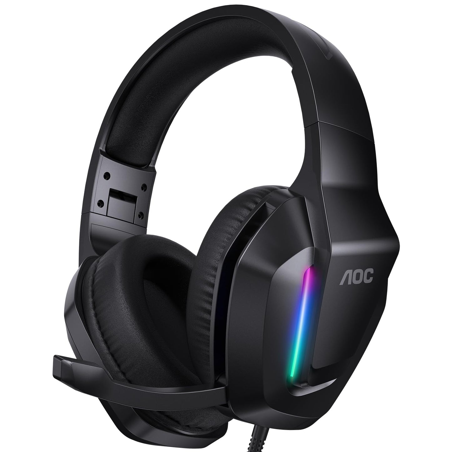 AOC Gaming Headset for PS5  PS4  PC  Mac  Switch  Xbox Series  Surround Sound RGB Gaming Headphones with Noise Canceling Microphone  50MM Dynamic Drivers  3.5MM Audio Jack  Black