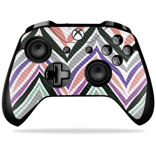 MightySkins Carbon Fiber Skin for Microsoft Xbox One X Controller - Colorful Chevron | Protective  Durable Textured Carbon Fiber Finish | Easy to Apply  Remove  and Change Styles | Made in The USA