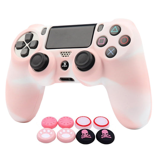 RALAN Pink PS4 Controller Skin Protector - Silicone Cover with 6 Pro Grips, Camouflage Pink & White, Fits PS4 Slim/Pro, 6.0 x 4.0 in