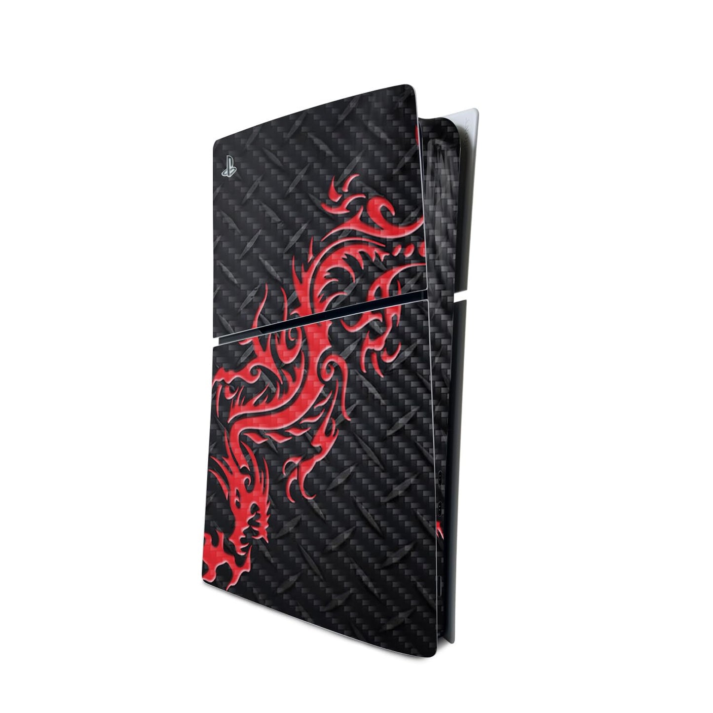 MightySkins Carbon Fiber Skin for PS5 PlayStation 5 Slim Digital Edition Console Only - Red Dragon Protective  Durable Textured Carbon Fiber Finish Easy to Apply Made in The USA