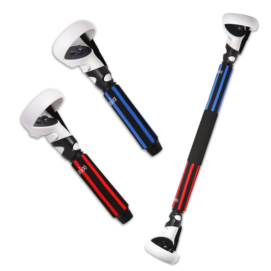 OOAVR VR Game Handle Extension Grips for Oculus Quest 2 Controller 2 in 1 Multipurpose Long Arm/Dual Grip Accessories for Playing BeatSaber Gorilla Tag and VR Game
