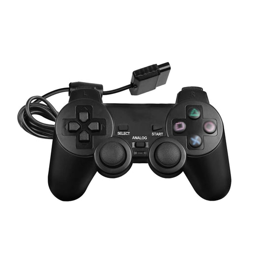 Finera Wired Gaming Controller for PS2 - Double Shock Vibration, 1.8M Cable, Black