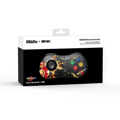 8Bitdo NEOGEO Wireless Controller - Classic Click-Style Joystick, Terry Bogard Edition, Black, Model 6922621504085, Officially Licensed by SNK