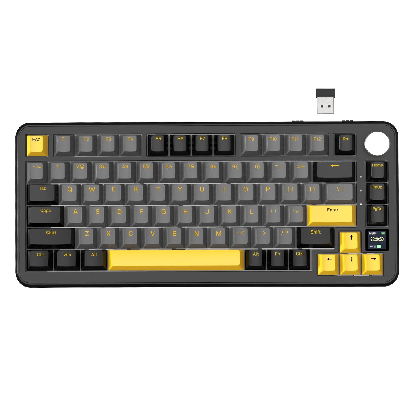 ATTACK SHARK X85 Pro Wireless Gaming Keyboard Hot Swappable Tri-Mode(BT 5.1/2.4Ghz/Type-C) Gasket  TFT Display & Knob 75% Layout PBT Keycaps QMK Custom for PC/MAC-Black/Linear Blueberry Switch