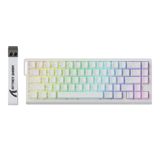 ATTACK shark design X68 HE Rapid control button Mechanical Gaming Keyboard 60% Wired with Adjustable Actuation Hall Effect Magnetic Switch 8KHz Polling Rate RGB Backlit Top Mount Side Printed Keycap(White Contour)