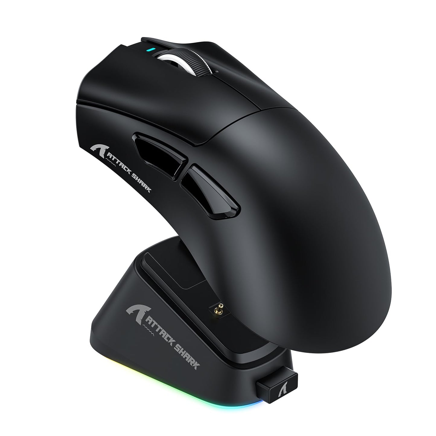 ATTACK SHARK V3 PRO Wireless Esports Gaming Mouse with Magnetic Charging Dock:62g Lightweight-1K Polling-25K DPI-PAW3311 Sensor Wired/BT/2.4Ghz Programmable BK52820 IC for PC Mac Laptop Gamer(Black)