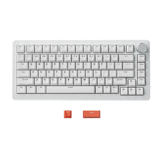 DrunkDeer A75 Pro Rapid Activate Mechanical Gaming Keyboard HE Hall Effect Silent Magnetic Switch Adjustable Actuation PBT Keycap Cherry Profile RGB 75% 82Keys ANSI Wired with Knob,White
