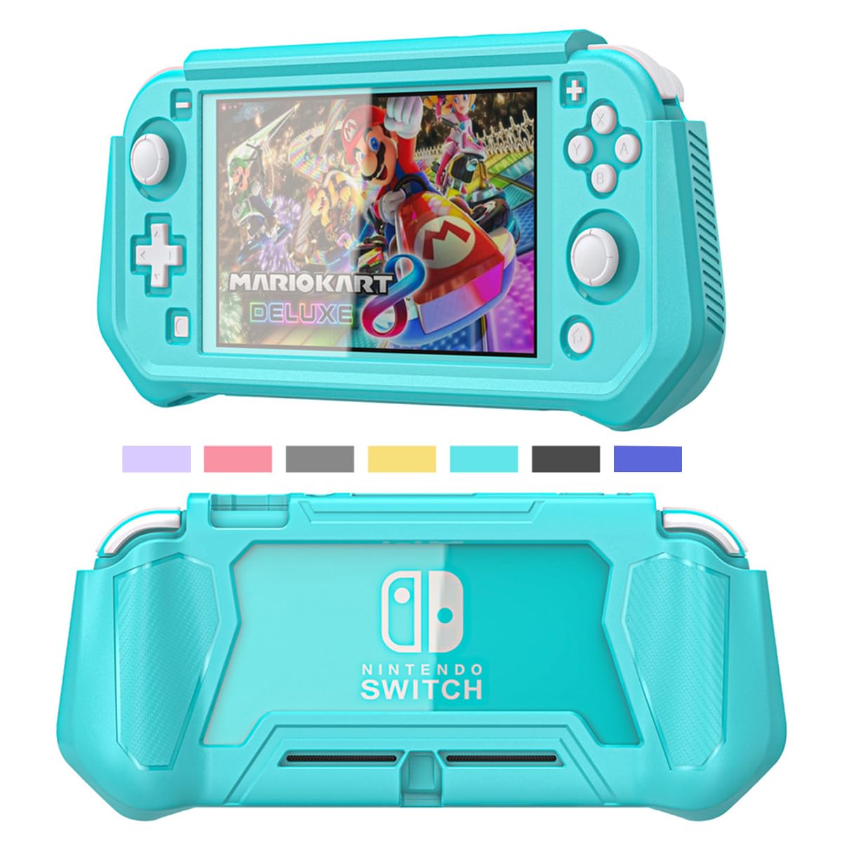 iNOTOGG Compatible with Nintendo Switch Lite Screen Protector Case Cover with Hand Grip  Detachable Protective Case with Shockproof and Anti-Scratch Design for Nintendo Switch Lite  Turquoise