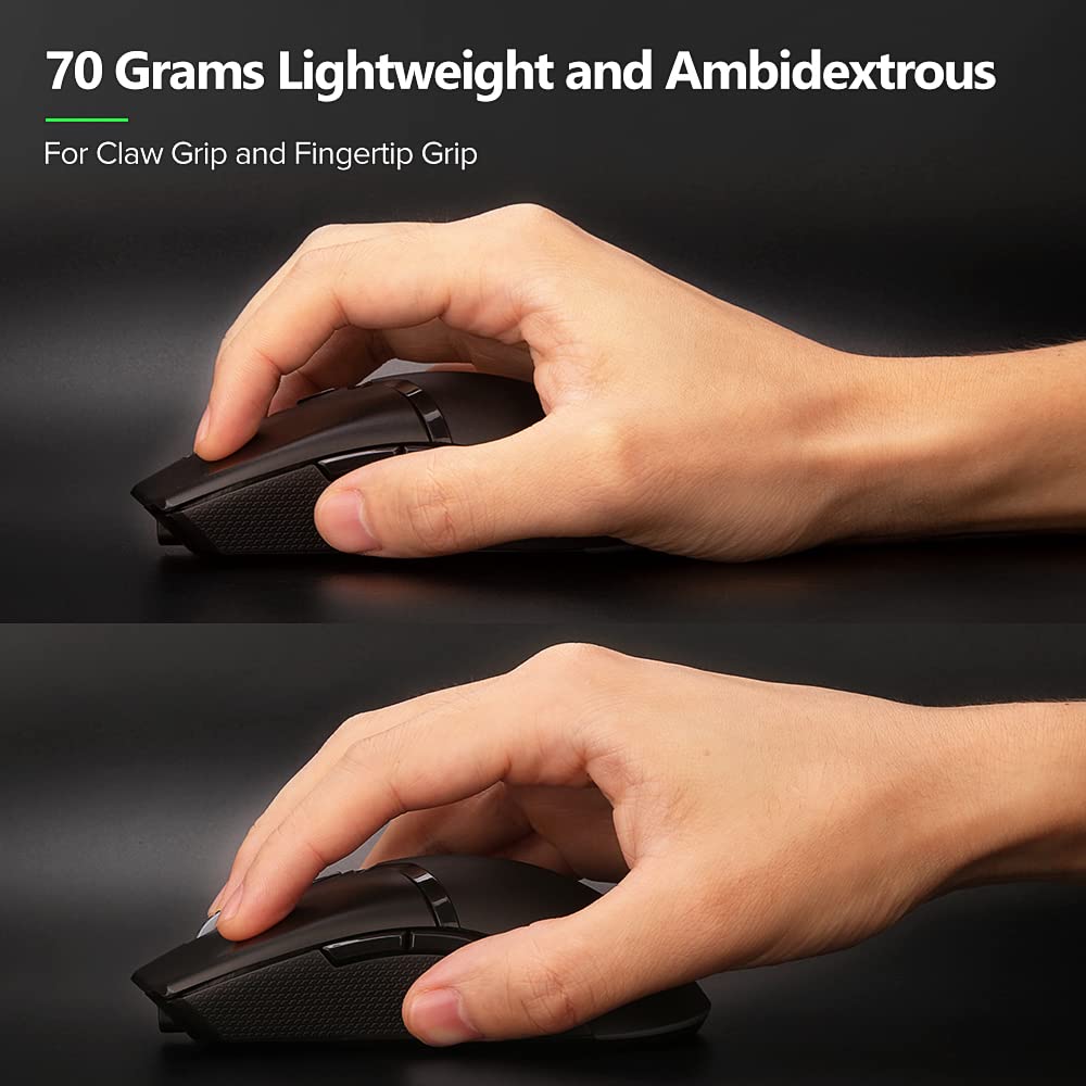 DeLUX M800PRO Wireless Gaming Mouse - PAW 3370 Sensor, 19000DPI, 6 Programmable Buttons, Lightweight 70g, Black