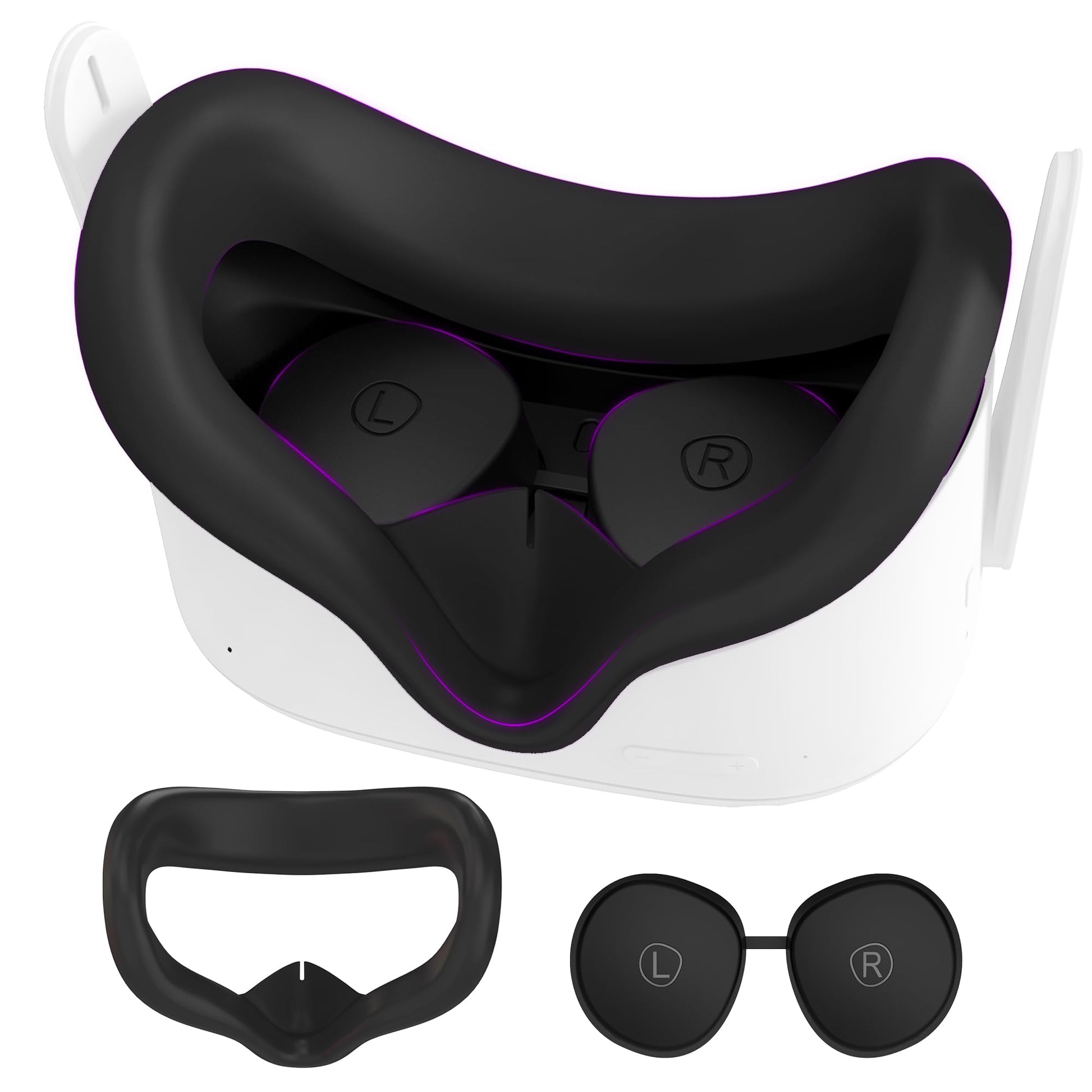 AMZDM Face Pad Cover for Oculus Quest 2 with Lens Covers Protectors Washable VR Silicone Covers for Meta Quest 2 VR Accessories