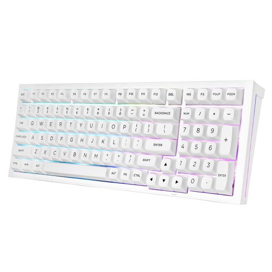 Redragon K723 Wireless Mechanical Gaming Keyboard Creamy  Hot Swappable Pre-lubed Linear Switches  Gasket Structure  Tri-Mode BT5.0/2.4GHz/USB-C  RGB Backlit  Custom for PC/Mac/PS/Xbox  White