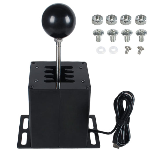 GSTP PC USB Simulator Shifter for G29 G27 G25 G920 T300RS/GT - 7+R Black Compatible with ATS ETS Dust WRC Sim Racing Games