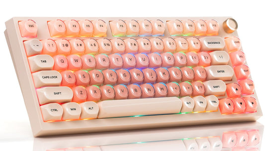 COSTOM WK75 75% Wireless Gaming Mechanical Keyboard BT5.0/2.4GHz/USB-C  Hot Swappable Pre-lubed Custom Linear Switches Gasket Structure RGB Backlit Keyboard for PC/Laptop/Xbox/PS4/PS5 (Pink)