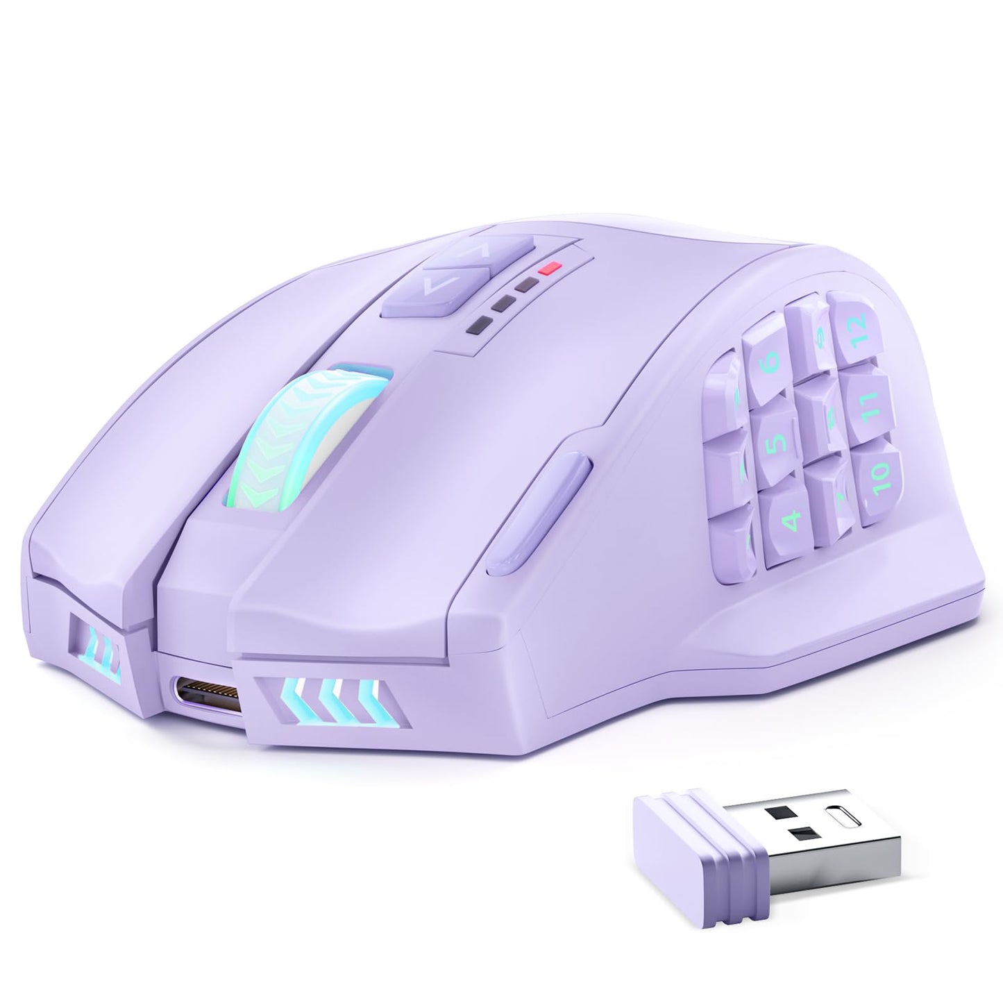 UtechSmart Venus Pro Wireless MMO Gaming Mouse - 16,000 DPI, 16 Programmable Buttons, Ergonomic Design, Purple