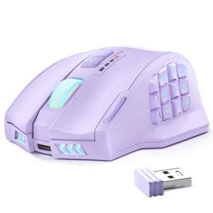 UtechSmart Venus Pro Wireless MMO Gaming Mouse - 16,000 DPI, 16 Programmable Buttons, Ergonomic Design, Purple