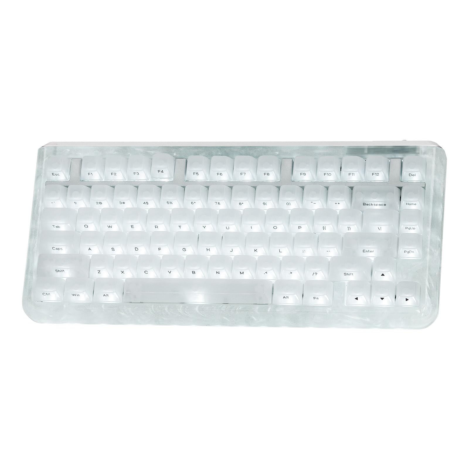 KiiBoom Jade75 75% Resin Molding Mechanical Keyboard  BT5.0/USB-C/2.4GHz Wireless Gaming Keyboard  QMK&VIA Programmable  RGB Backlits  Hot-Swappable  CNC+UV Case for Windows/Mac/Linux (White)