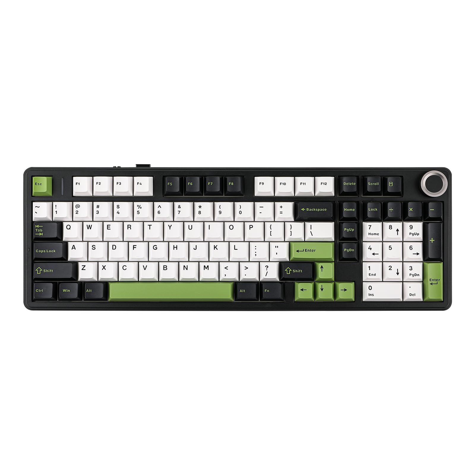 MechLands Aula F99 PRO 96% Mechanical Gaming Keyboard  BT5.0/USB-C/2.4GHz Wireless  Hot Swappable Gasket Custom Keyboard with 8000mAH Battery  Rotary Knob  RGB Backlit for Win/Mac (Black Green)