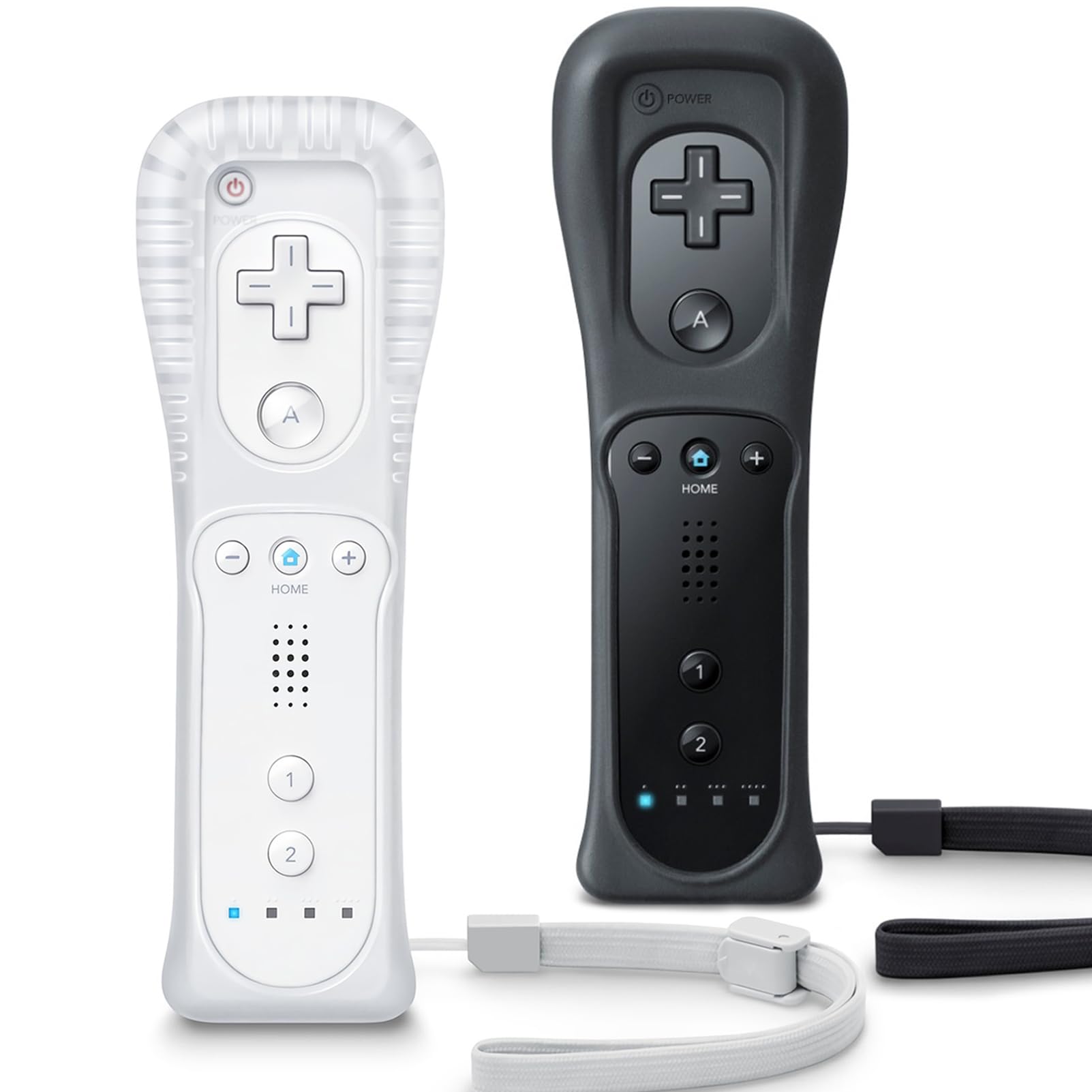 TIANHOO Wii & Wii U Remote Controller 2 Pack with Silicone Case & Wrist Strap, White & Black