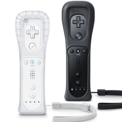 TIANHOO Wii & Wii U Remote Controller 2 Pack with Silicone Case & Wrist Strap, White & Black