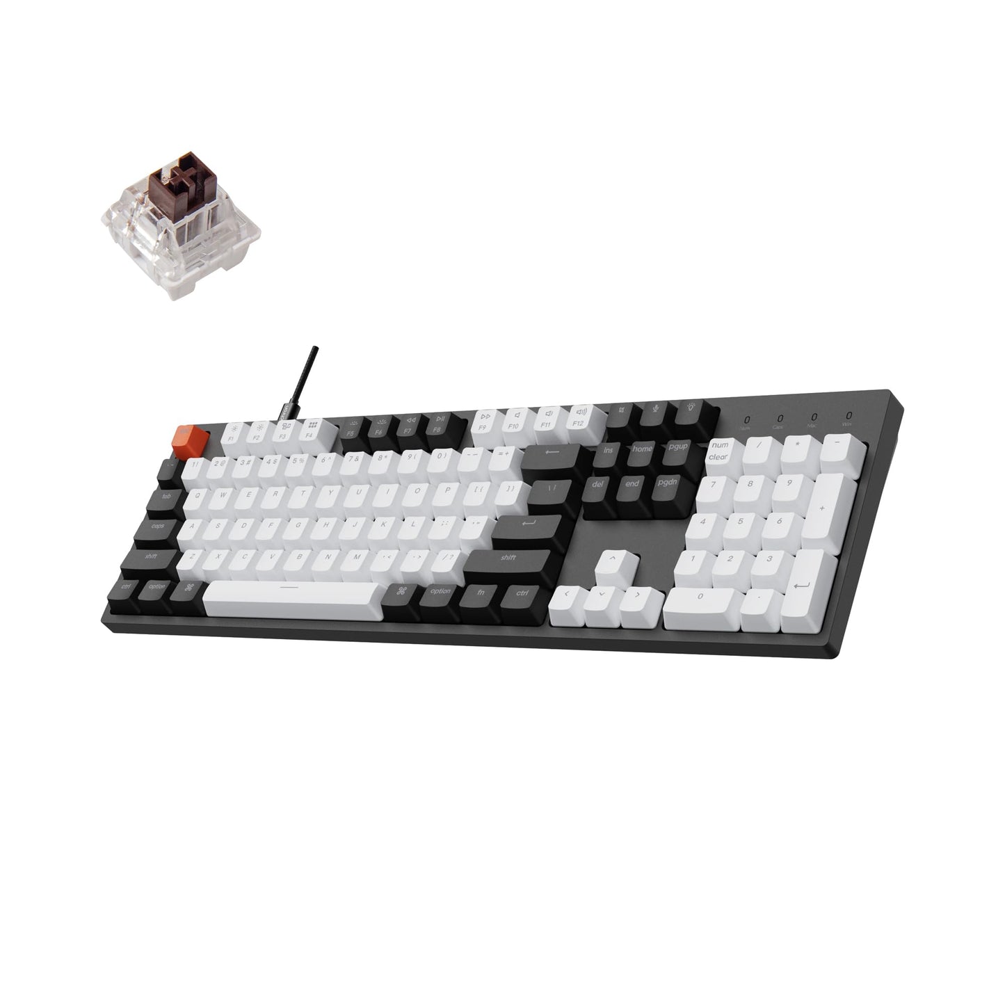 Keychron C2 Wired Mechanical Gaming Keyboard - 104 Keys, Gateron G Pro Brown Switch, White LED Backlight, USB C for Mac & Windows
