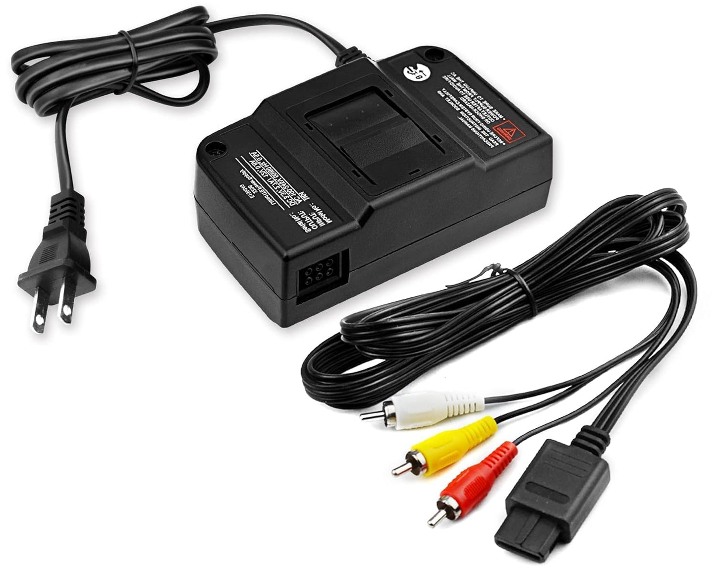 PEGLY 2-1 N64 Power Supply  N64 AV Cable  AV Composite Cable Video Cord & Replacement AC Adapter Set For Nintendo 64 (with av Cable)