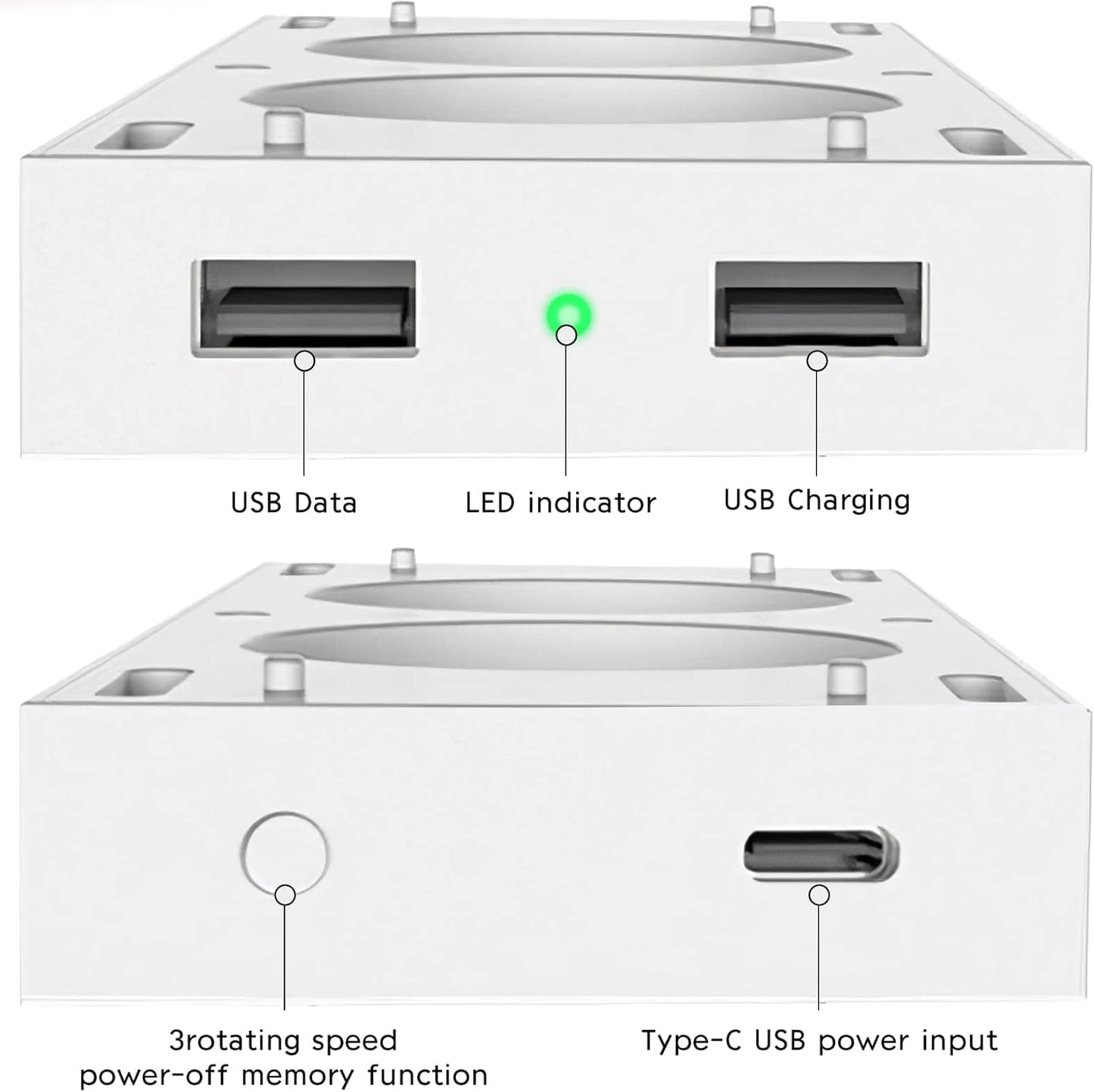 CTPOWER Cooling Stand for Xbox Series S - 3 Adjustable Fan Speeds, Type-C Input, USB Ports, White, Model CT-536S