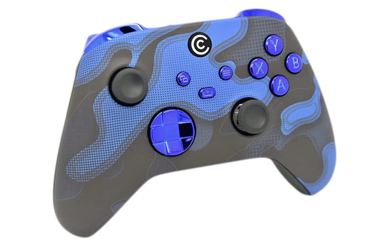 Custom Controllerzz Wireless Controller for Xbox Series X/S & PC - Blue Camo with Blue Chrome Inserts