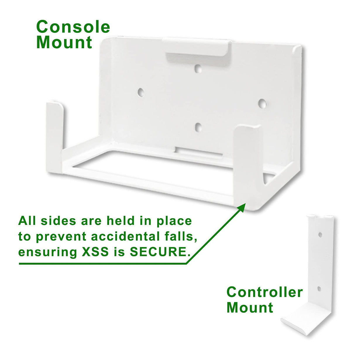 ALIENERGY Wall Mount for Xbox Series S - Alloy Steel Bracket Kit, Console & Controller Holder, XSS Size, Fits Behind/On Wall