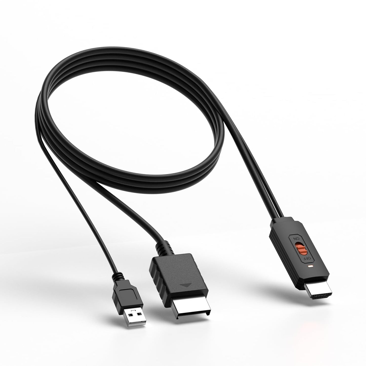 Azduou PS2 to HDMI Adapter HD-Link Cable Support ON/Off Switch, Converter PS3 Video Signal to HDMI Signal with True Ypbpr HD Sig