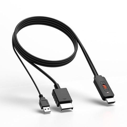 Azduou PS2 to HDMI Adapter HD-Link Cable Support ON/Off Switch, Converter PS3 Video Signal to HDMI Signal with True Ypbpr HD Sig