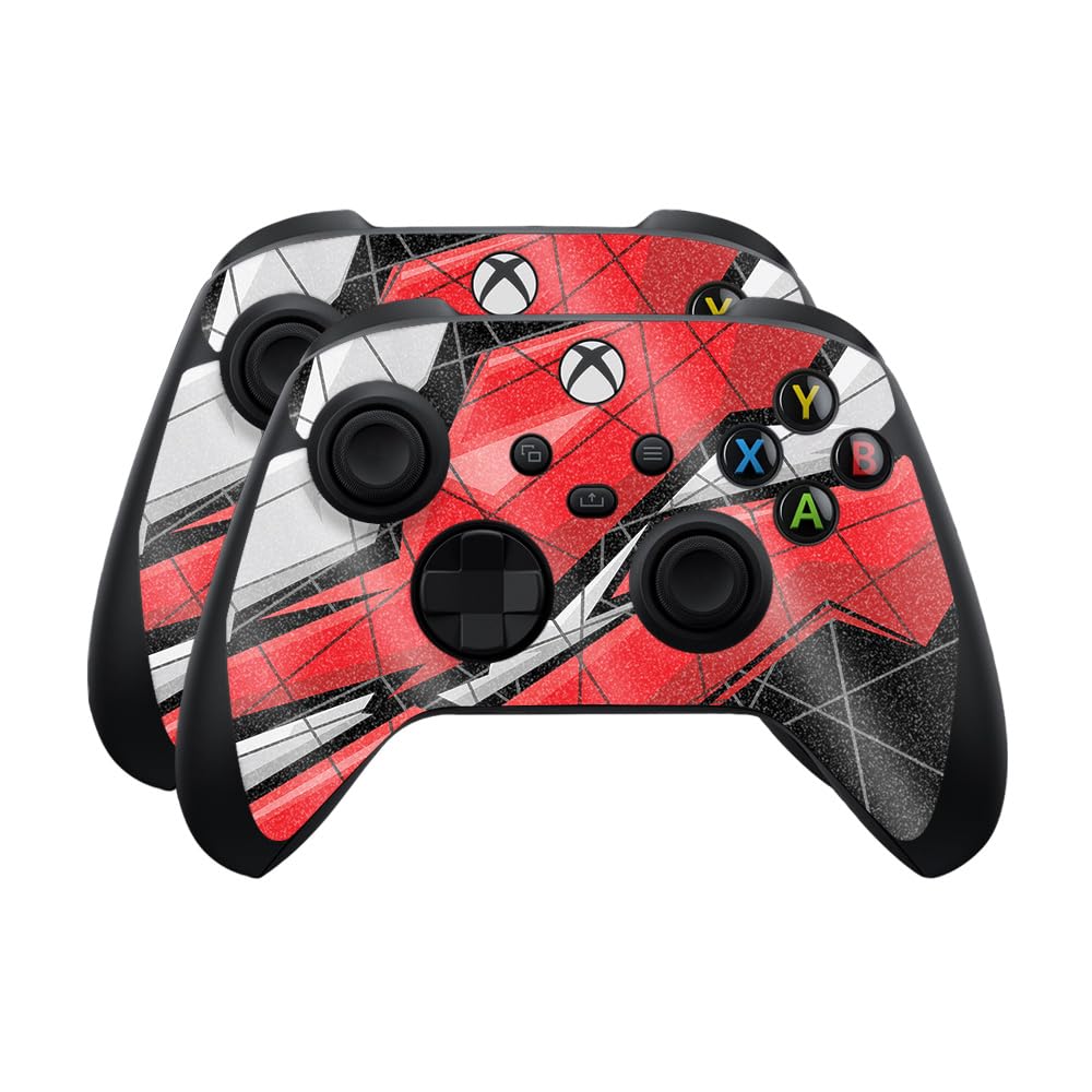 Glossy Glitter Skin Compatible with Microsoft Xbox Series X|S Controller (2 Pack) - Polygon Grunge - Premium 3M Vinyl Protective Wrap Decal Cover - Easy to Apply | Crafted in The USA by MightySkins