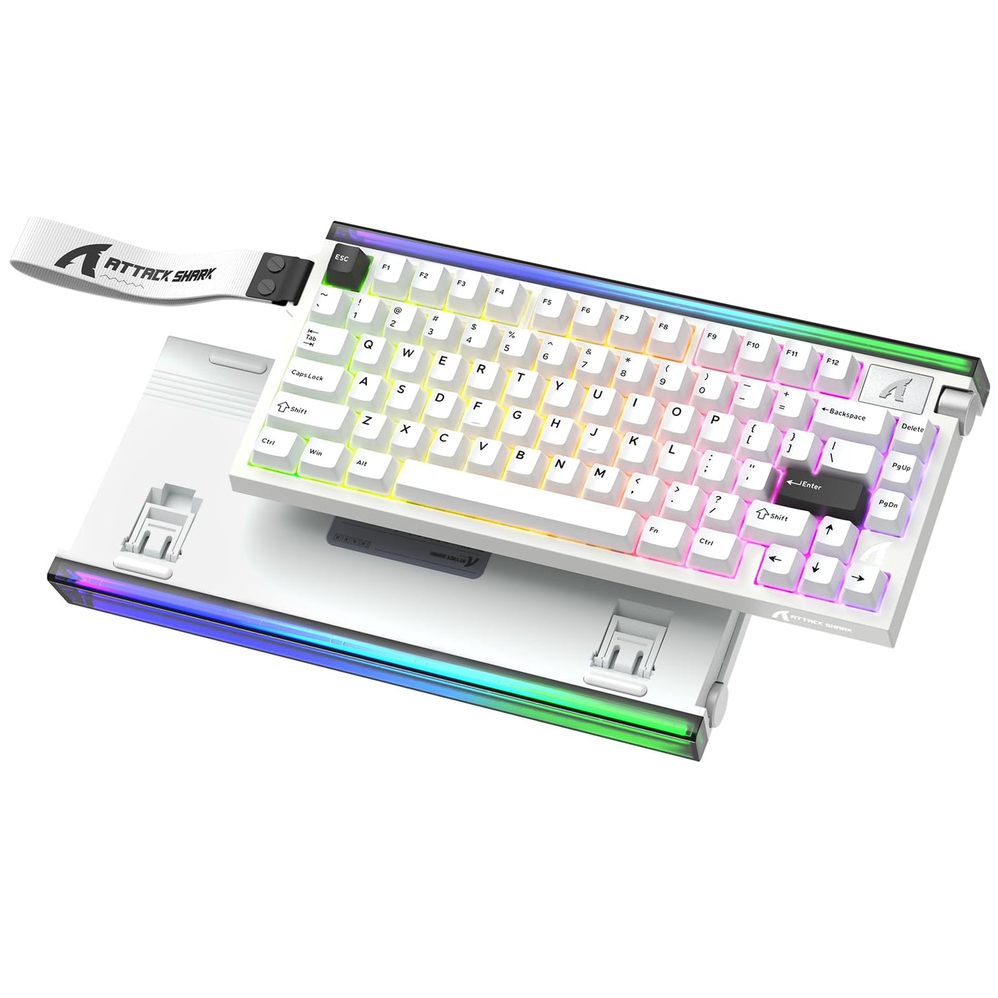 ATTACK SHARK R85 HE Wired 75% Hall Effect Rapid Trigger Mechanical RGB Gaming Keyboard with 8K Polling 0.05mm RT Accuracy 0.08MS Latency Magnetic Switch 5 Layer Sound Damped Driver for PC(Star White)