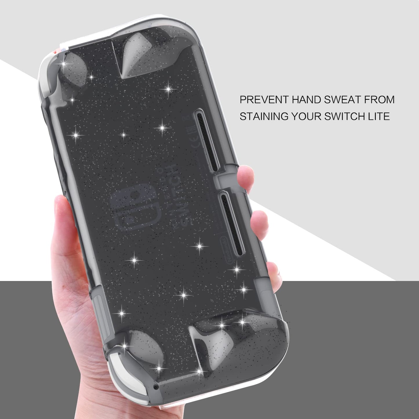 ECHZOVE Switch Lite Glitter Case - Protective Hard Grip for Switch Lite - Black