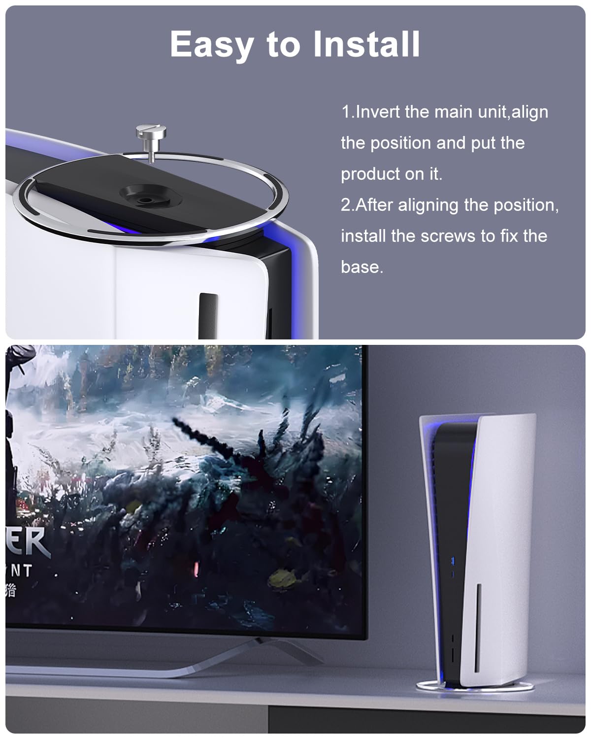 Gmeaou PS5 Slim Stand - Vertical Console Stand for PS5 & PS5 Slim, Space Saving Design, Black