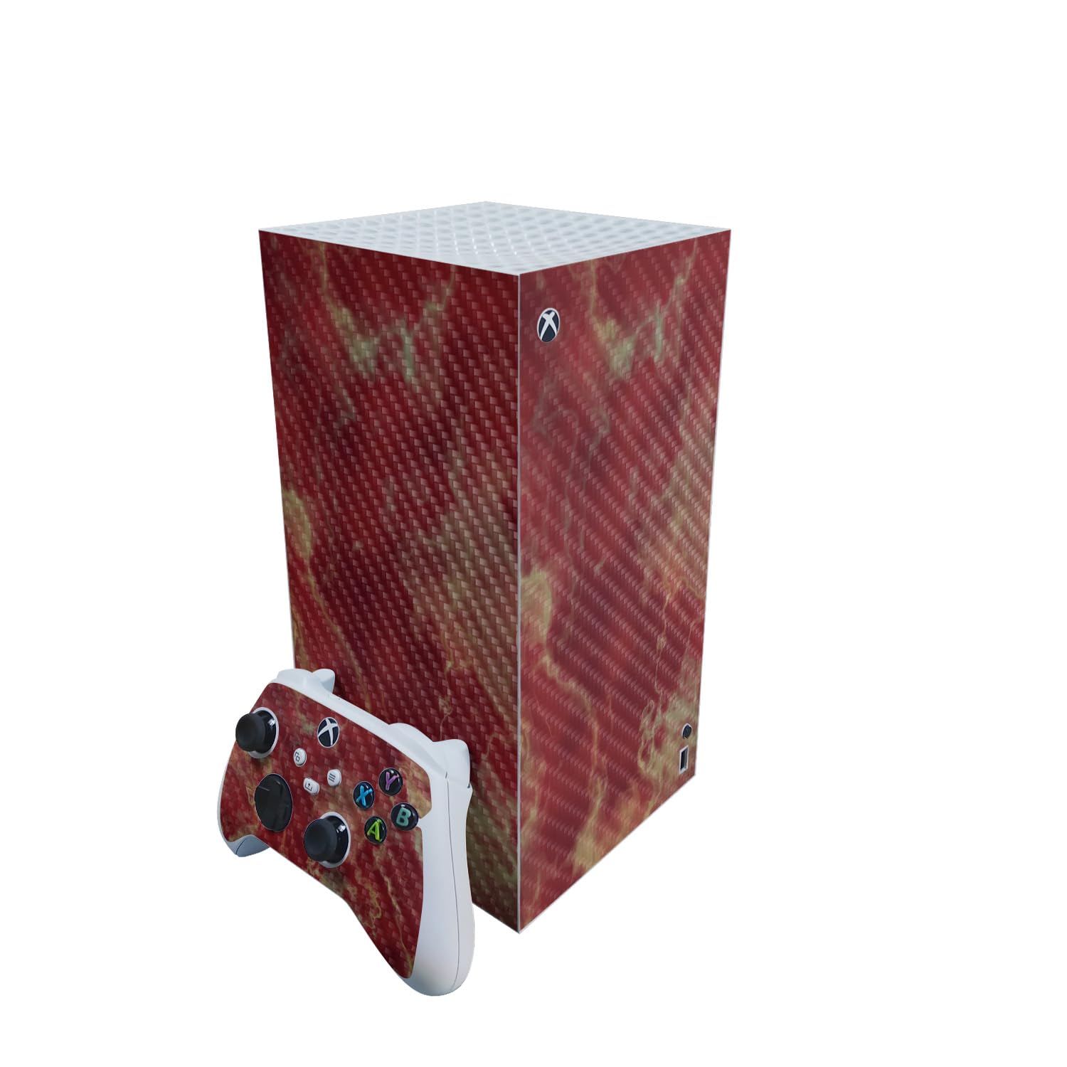 Carbon Fiber Gaming Skin Compatible with Microsoft Xbox Series X Digital Edition Bundle - Crimson Marble - Premium 3M Vinyl Protective Wrap Decal Cover | Crafted in The USA by MightySkins