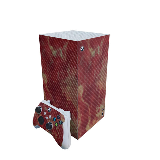 Carbon Fiber Gaming Skin Compatible with Microsoft Xbox Series X Digital Edition Bundle - Crimson Marble - Premium 3M Vinyl Protective Wrap Decal Cover | Crafted in The USA by MightySkins