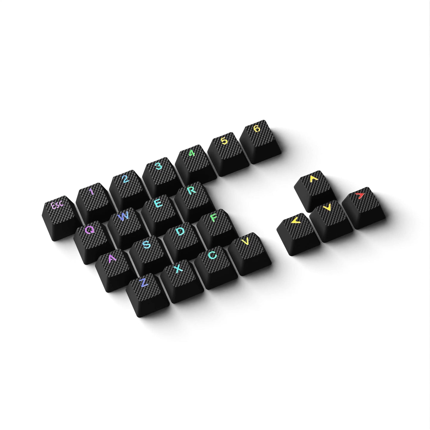 HK Gaming Rubber Keycaps Set - 23 Keys OEM Profile, Anti-Slip Texture, Doubleshot Backlit, Black, Compatible with Cherry MX/Gateron/Kailh